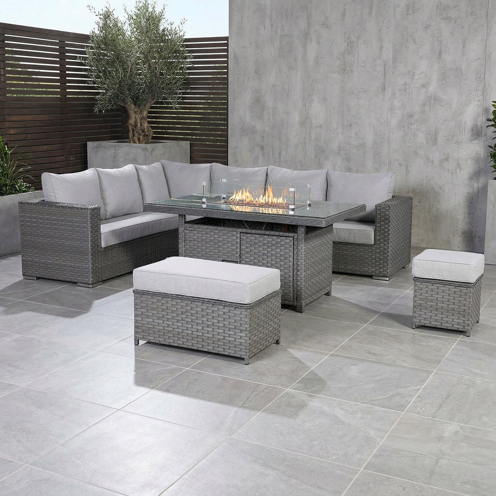 Milano Rattan Garden Sofa Set with Fire Table | Outdoor Furniture UK