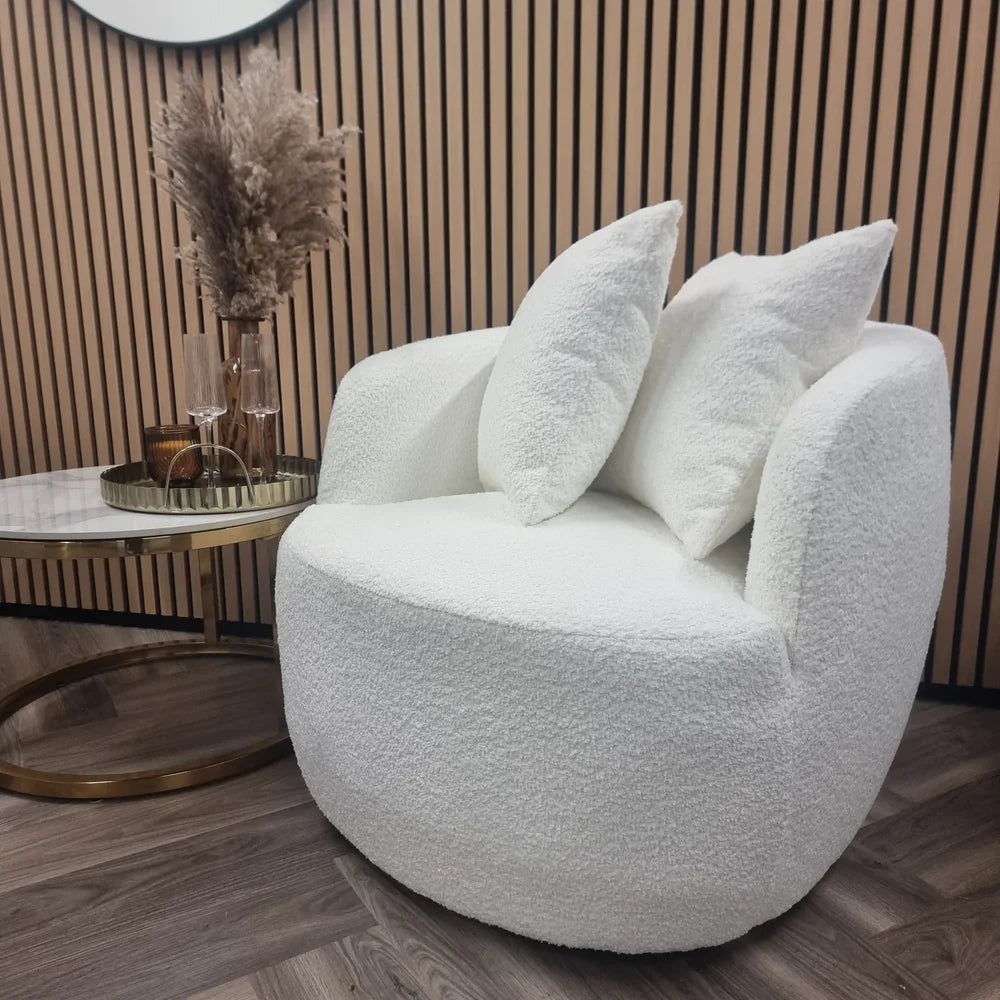 Luxe Bouclé Swivel Accent Chair