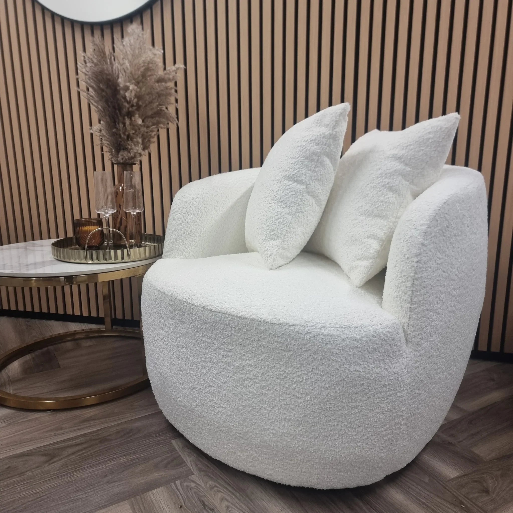 Luxe Bouclé Swivel Accent Chair