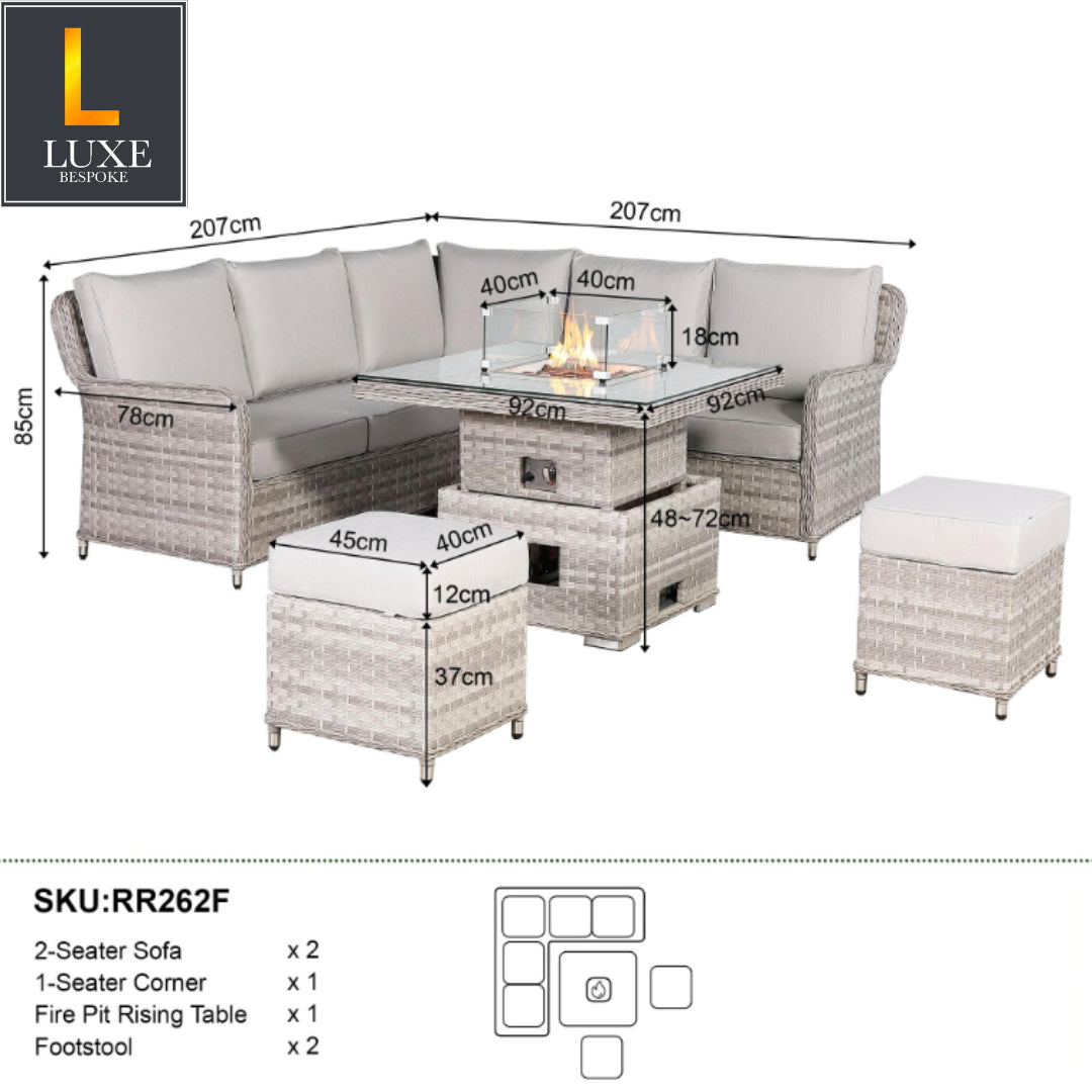Havana Fire Square Corner Sofa Set