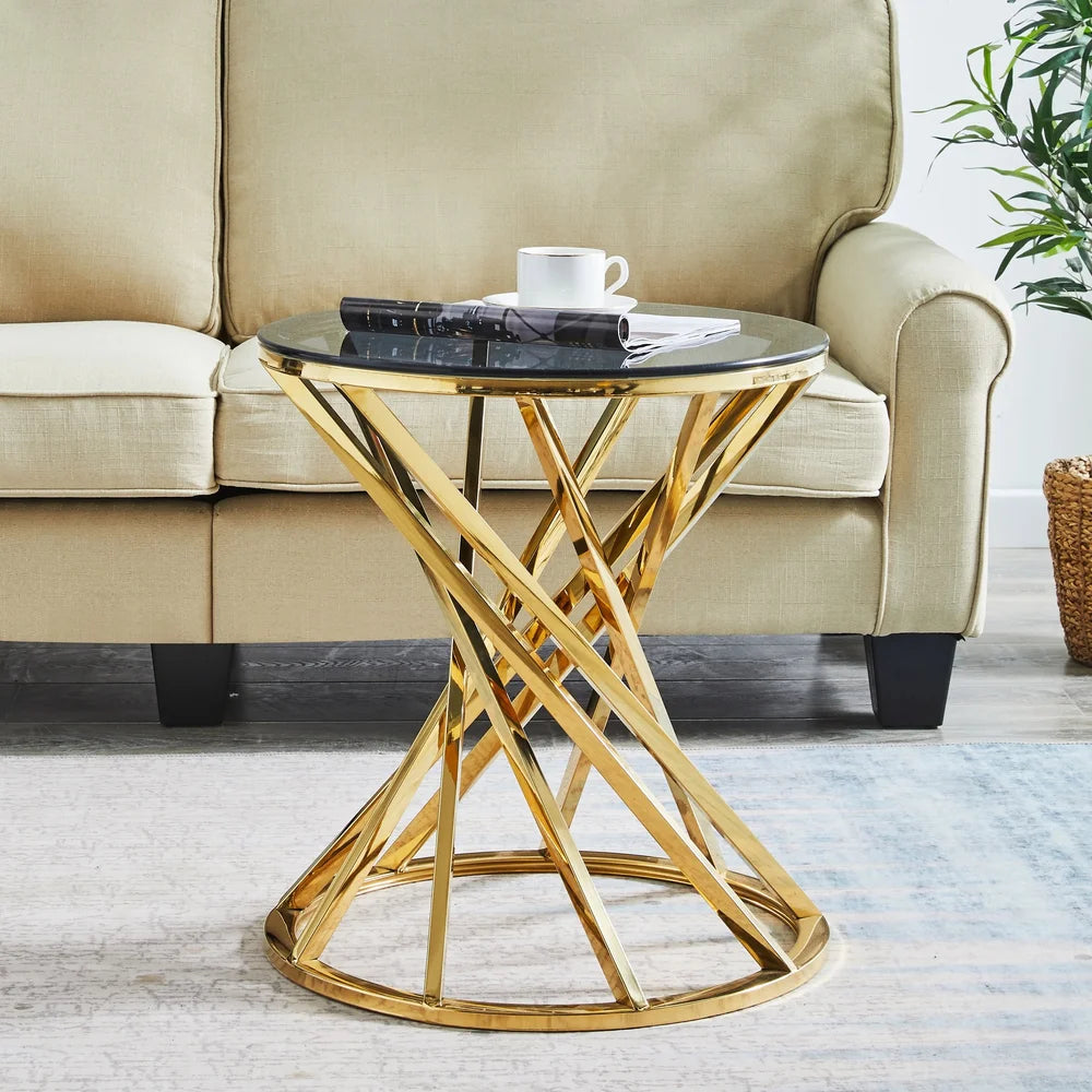 Spiral Glass Side Table | Luxury Accent Side Table UK