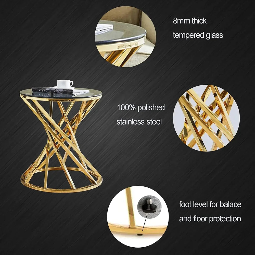 Spiral Glass Side Table | Luxury Accent Side Table UK