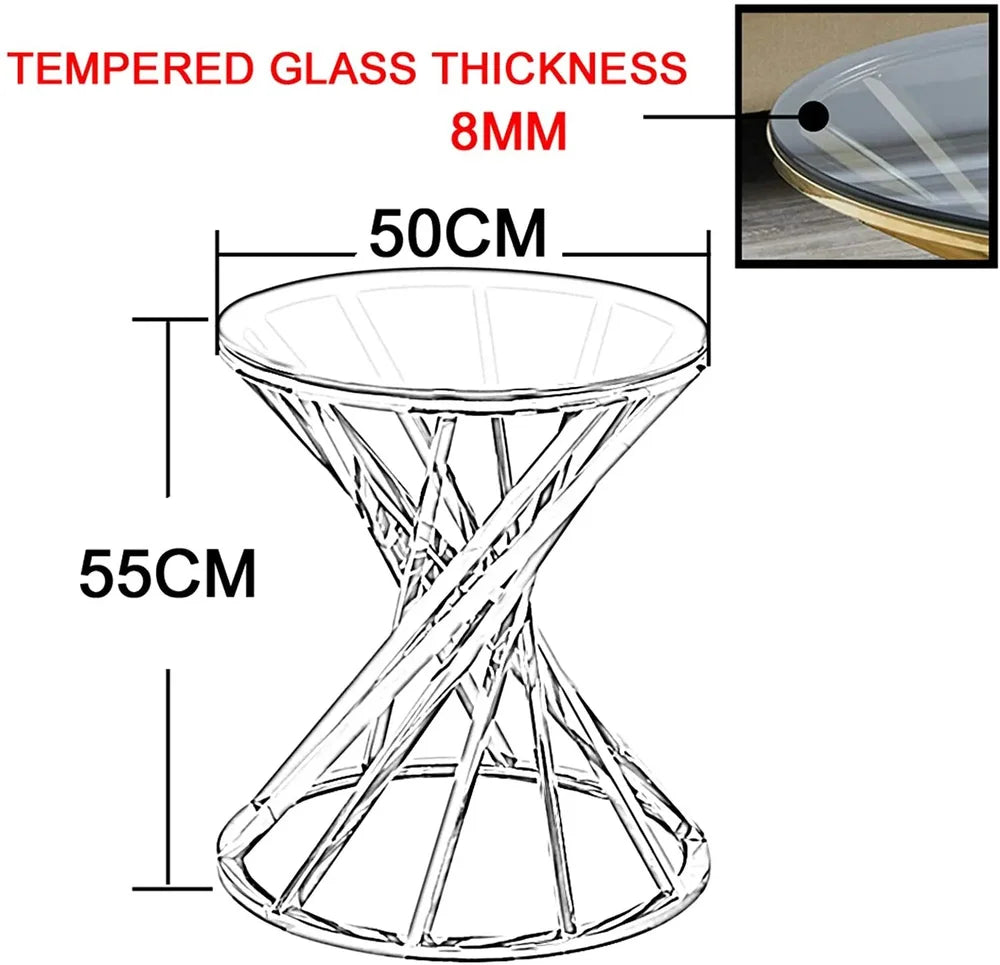 Spiral Glass Side Table | Luxury Accent Side Table UK