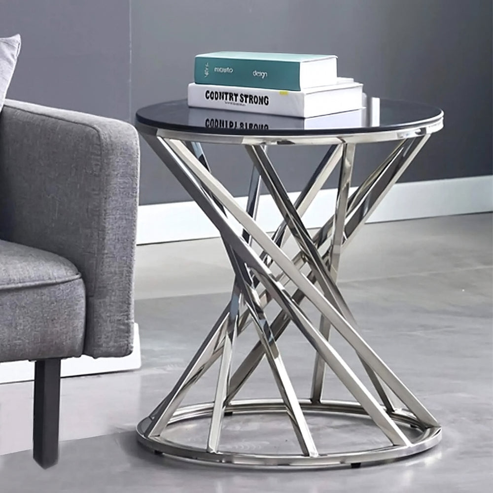 Spiral Glass Side Table | Luxury Accent Side Table UK