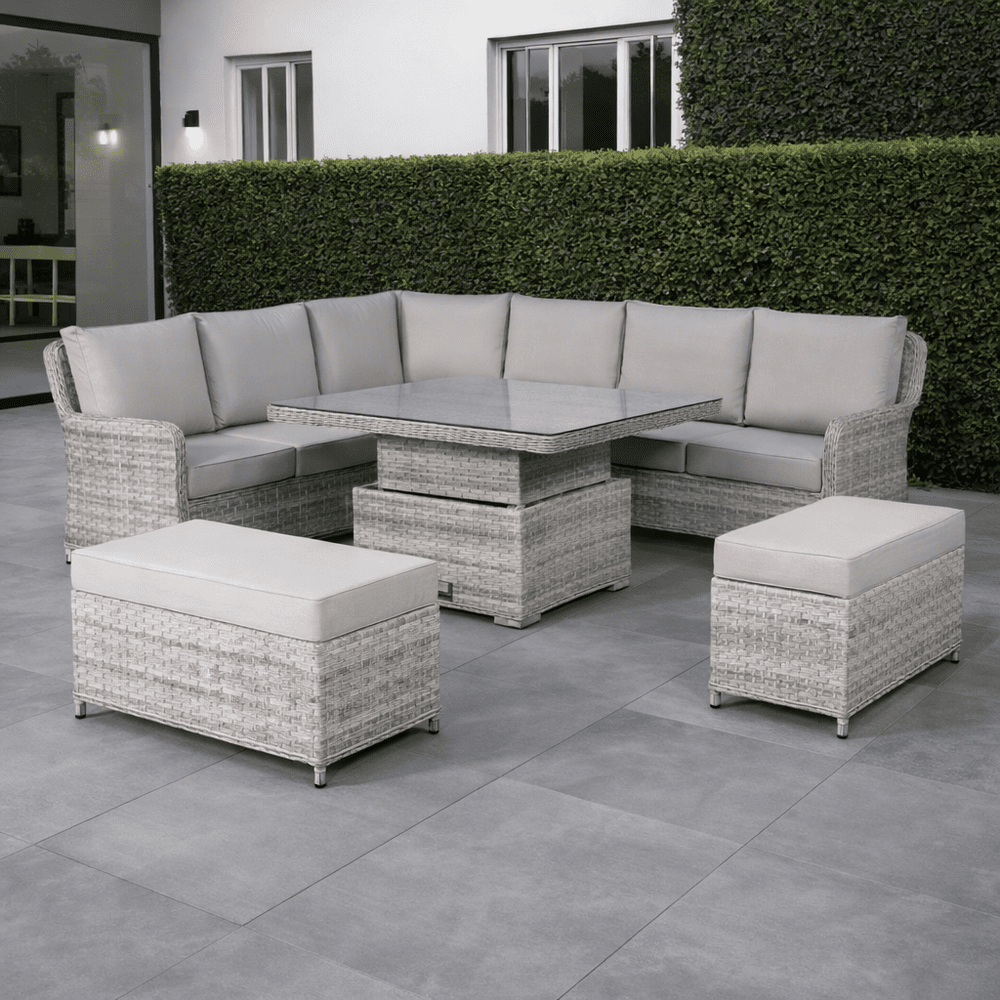 Sorrento Rattan Garden Sofa Set Rising Table | Outdoor Furniture UK