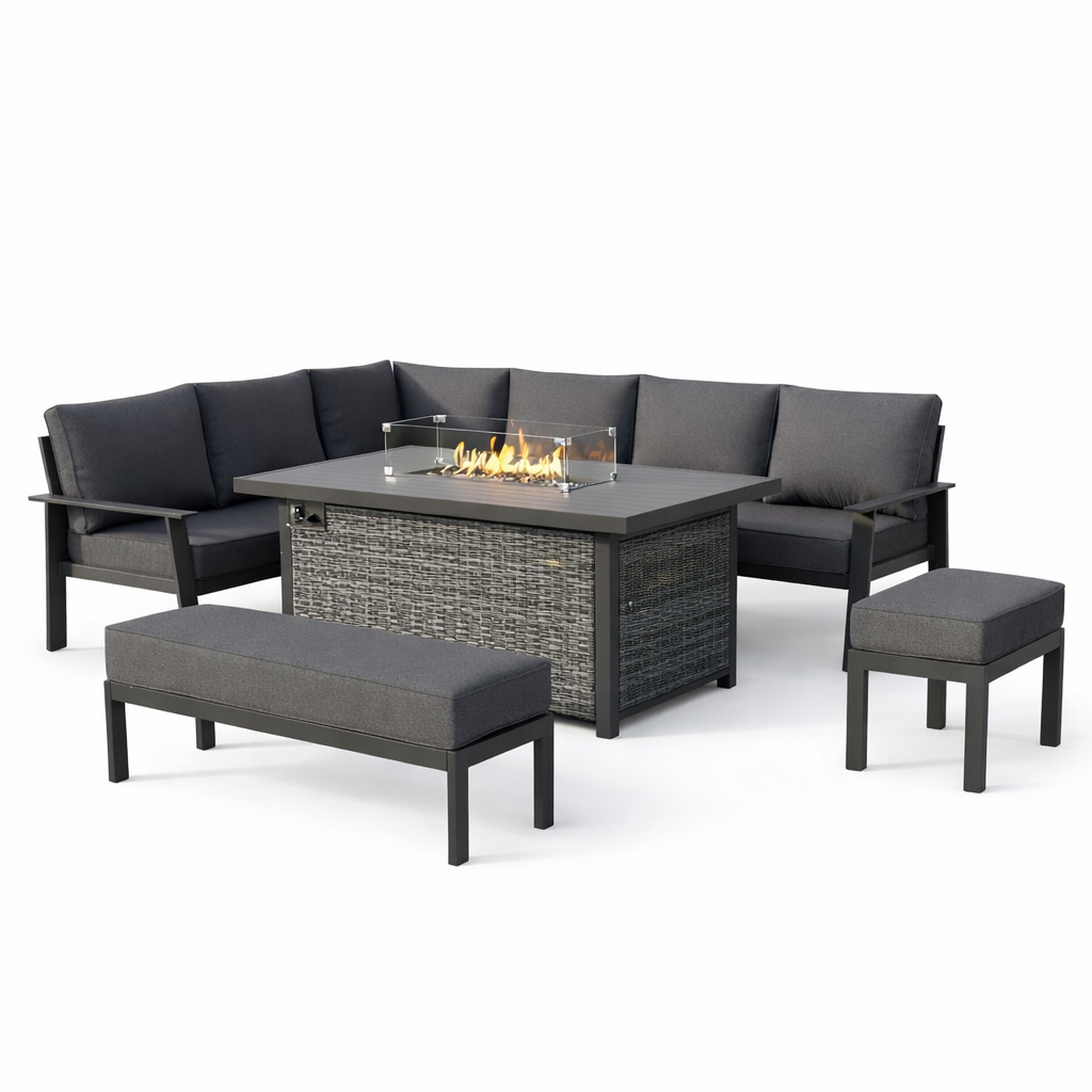 Aria Garden Sofa Fire Table Set