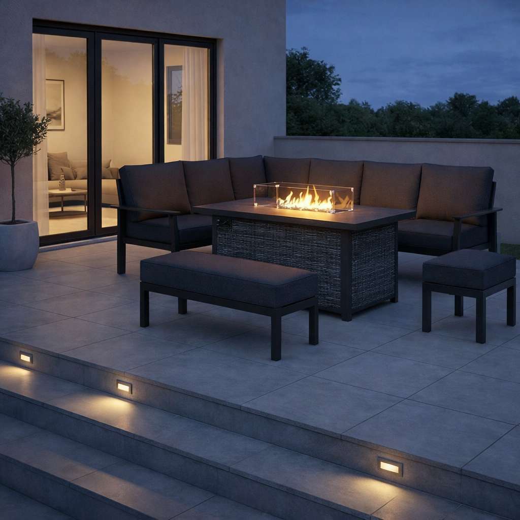 Aria Garden Sofa Fire Table Set