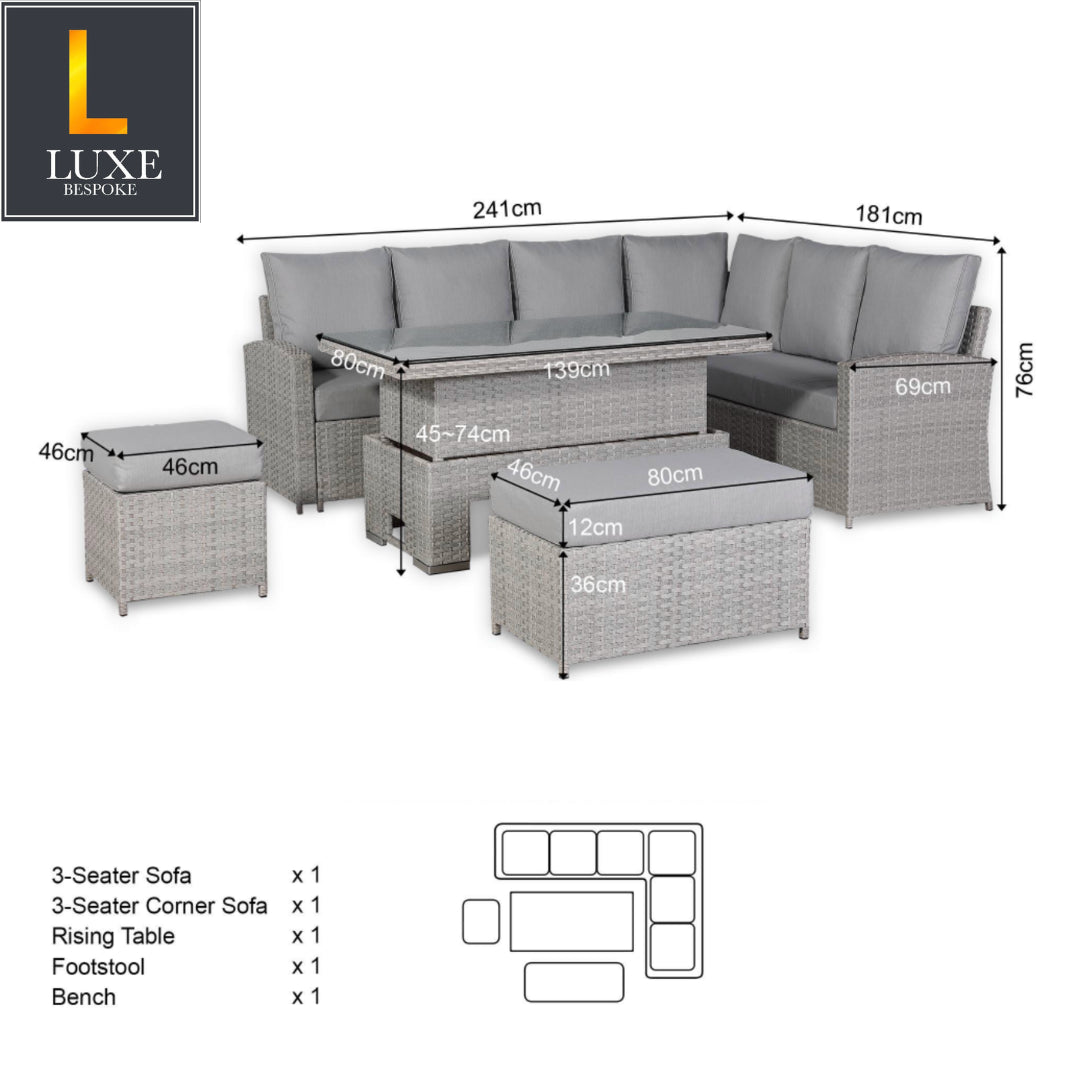 Portofino Small Corner Rising Table Sofa Set