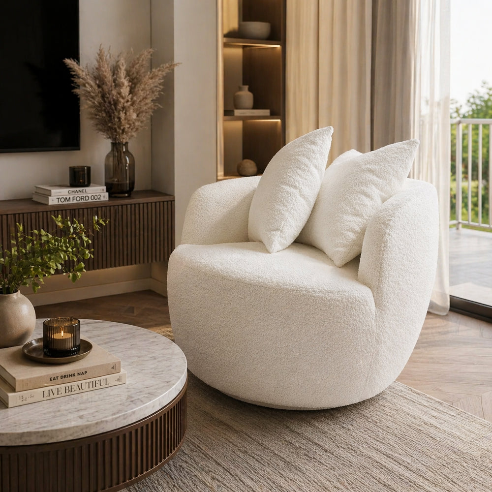 Luxe Bouclé Swivel Accent Chair