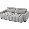 Grey Verona electric reclining sofa bed with both seats extended, side angle view