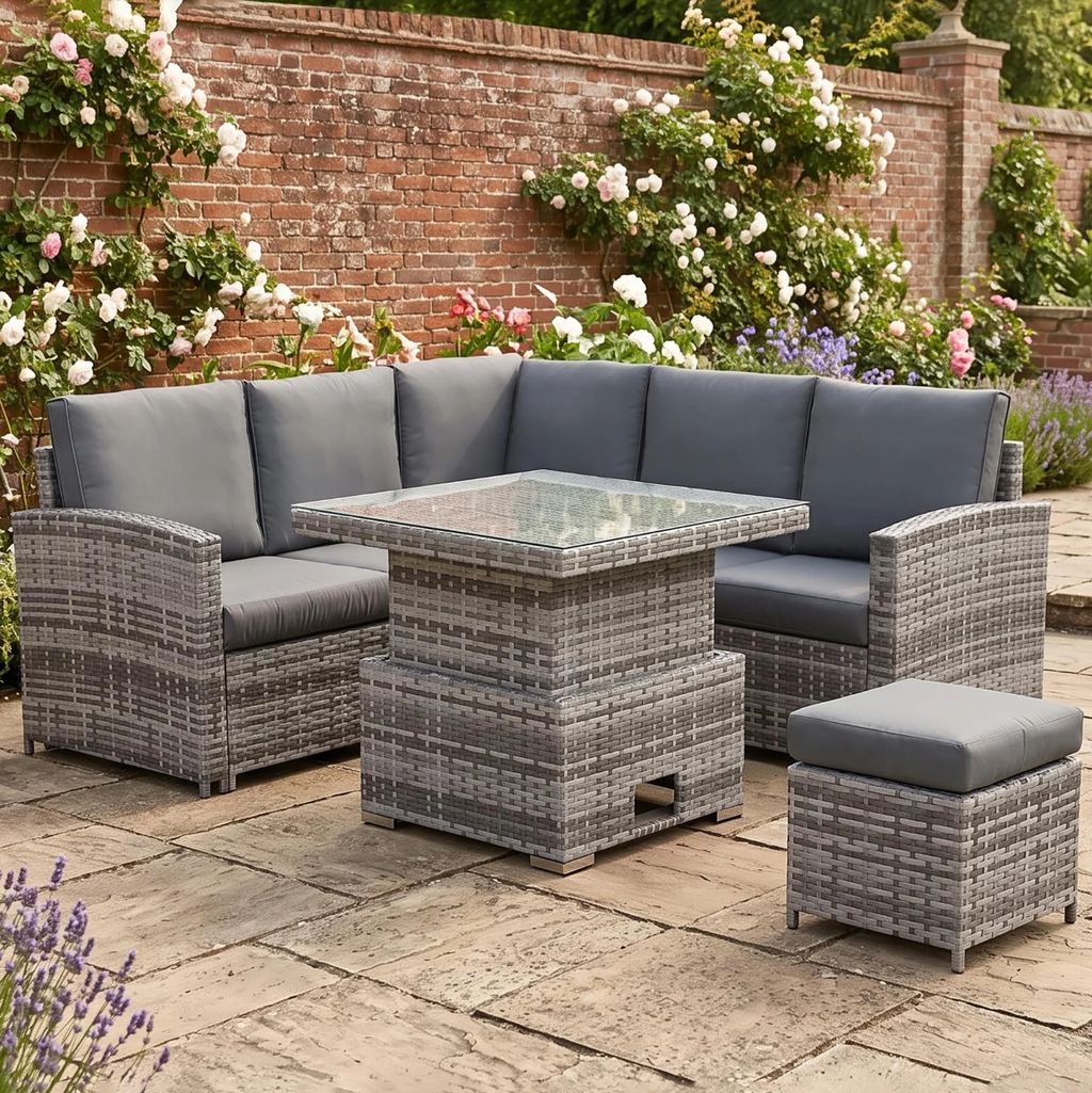 Elysian Corner Rising Dining Set | Rattan Garden Furniture UK