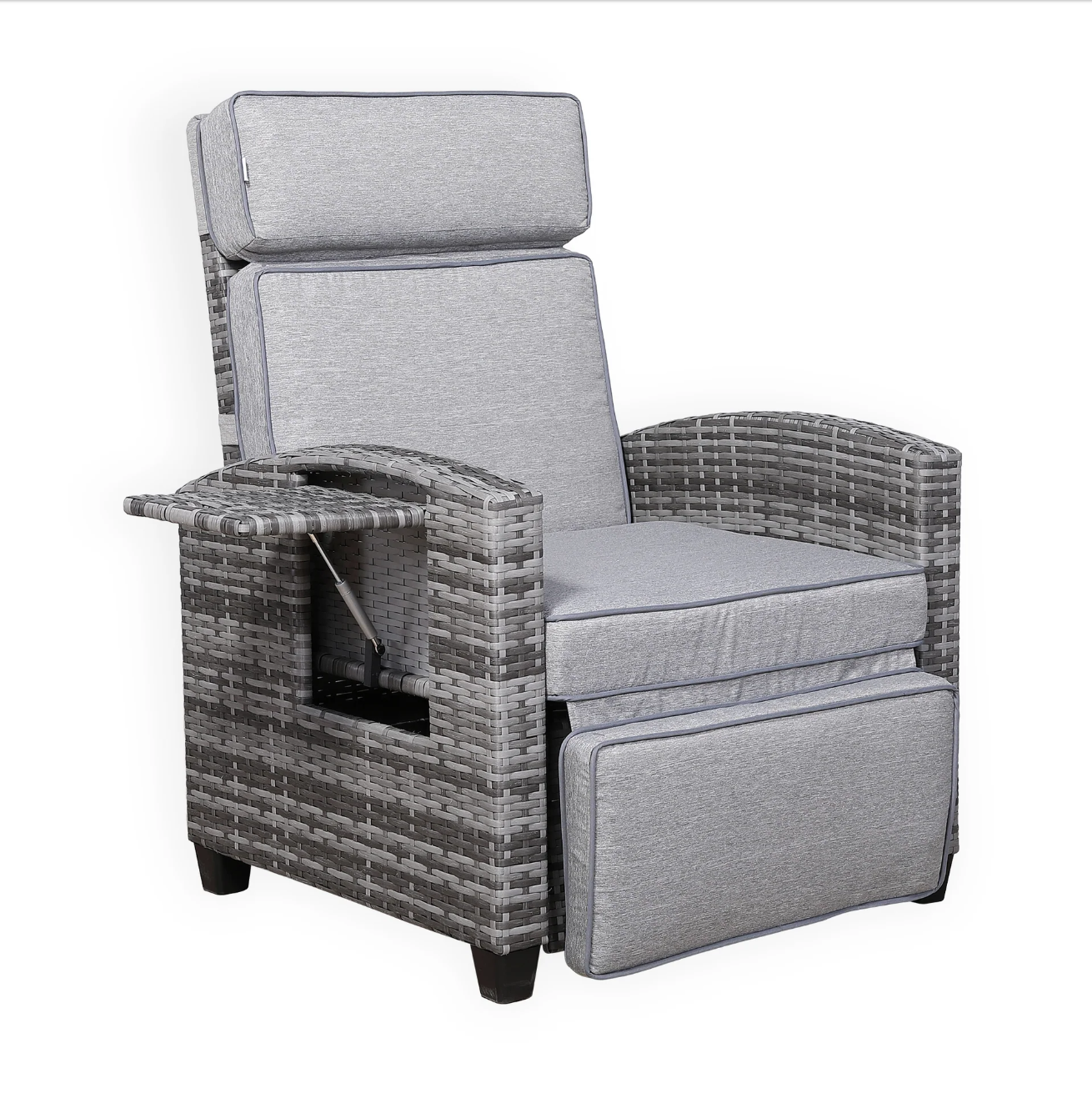 Outdoor Reclining Lounge Chair with Side Table