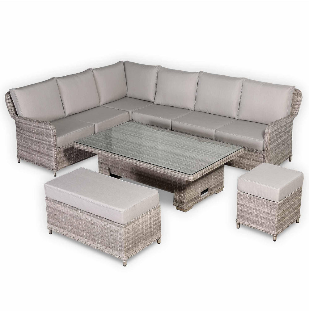 Portofino Large Corner Rising Sofa Set | Luxury Rattan Garden Furniture UK