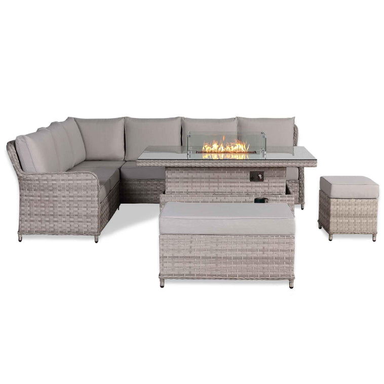 Portofino Large Corner Fire Table Sofa Set | Outdoor Furniture UK