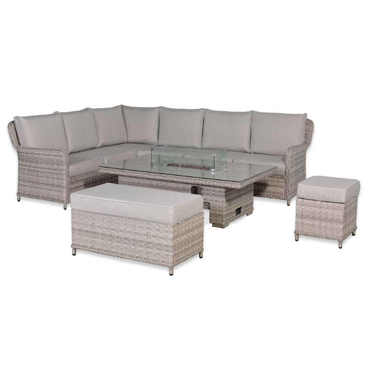 Portofino Large Corner Fire Table Sofa Set | Outdoor Furniture UK