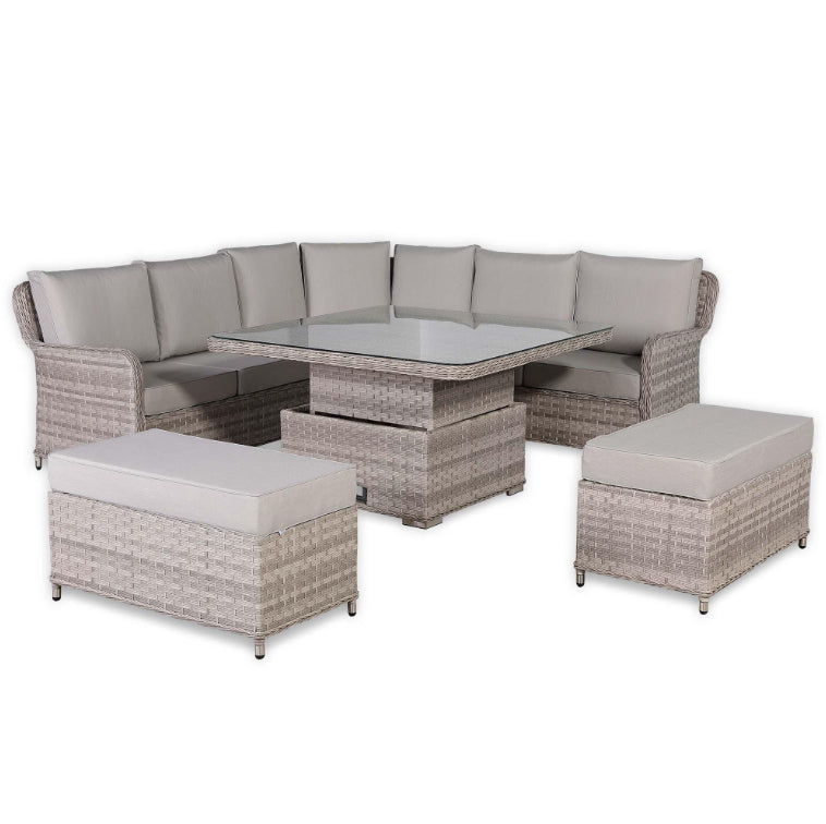 Sorrento Rattan Garden Sofa Set Rising Table | Outdoor Furniture UK