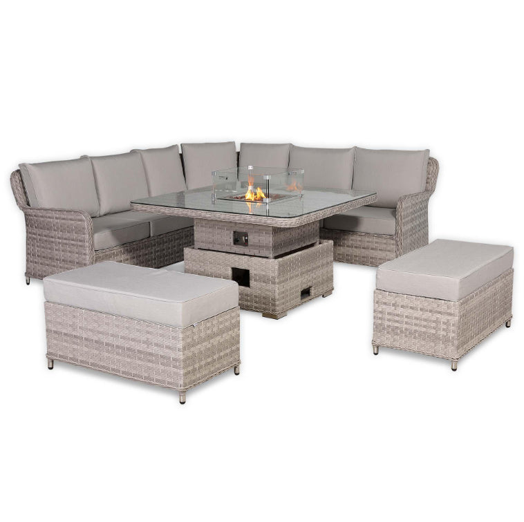 Sorrento Rattan Garden Sofa Set with Fire Table | Luxury Outdoor Furniture UK