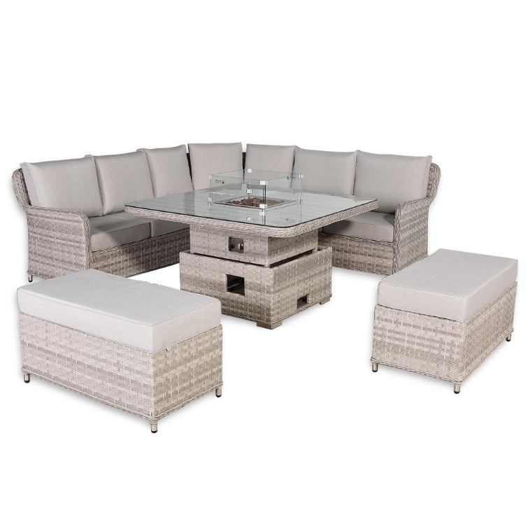 Sorrento Rattan Garden Sofa Set with Fire Table | Luxury Outdoor Furniture UK
