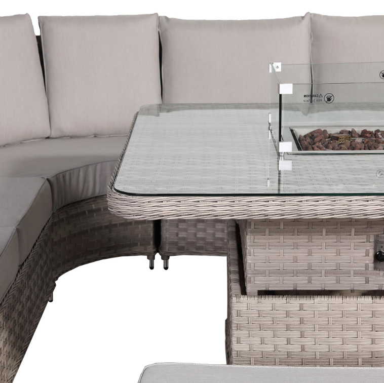 Sorrento Rattan Garden Sofa Set with Fire Table | Luxury Outdoor Furniture UK