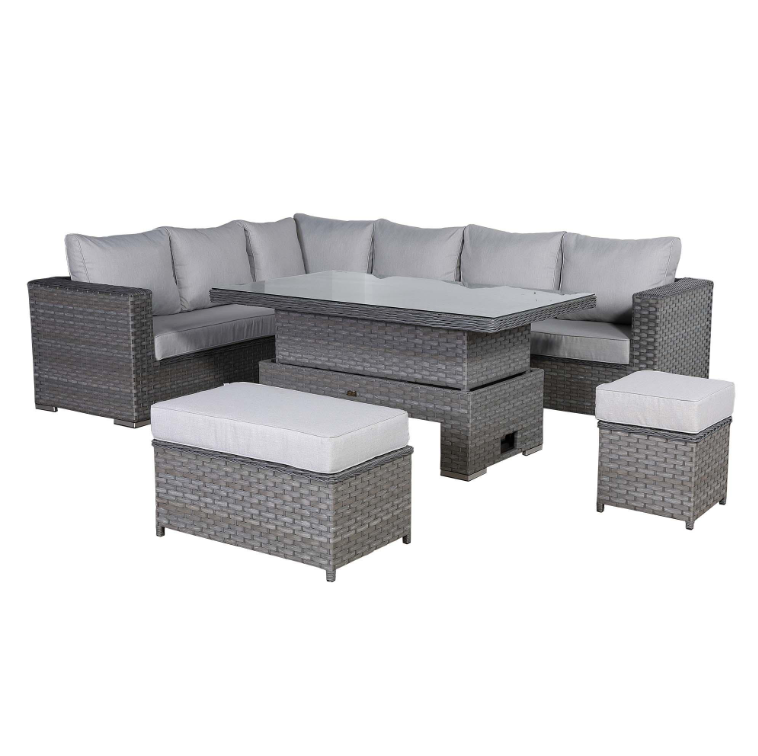 Milano Rattan Garden Sofa Set Rising Table | Outdoor Furniture UK