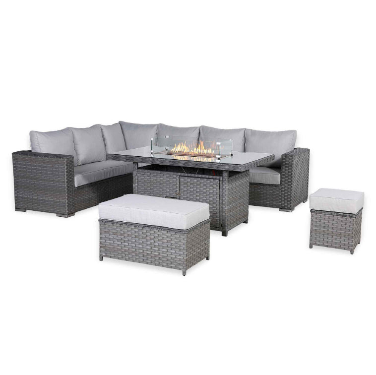 Milano Rattan Garden Sofa Set with Fire Table | Outdoor Furniture UK