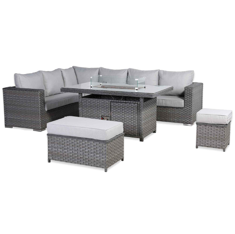 Milano Rattan Garden Sofa Set with Fire Table | Outdoor Furniture UK