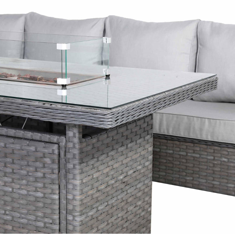 Milano Rattan Garden Sofa Set with Fire Table