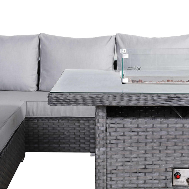 Milano Rattan Garden Sofa Set with Fire Table