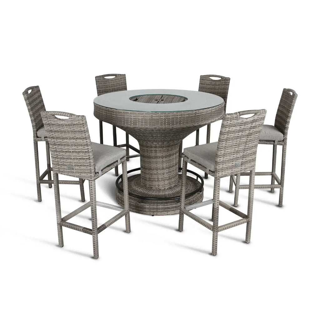 Grey Rattan 6 Seater Outdoor Bar Set