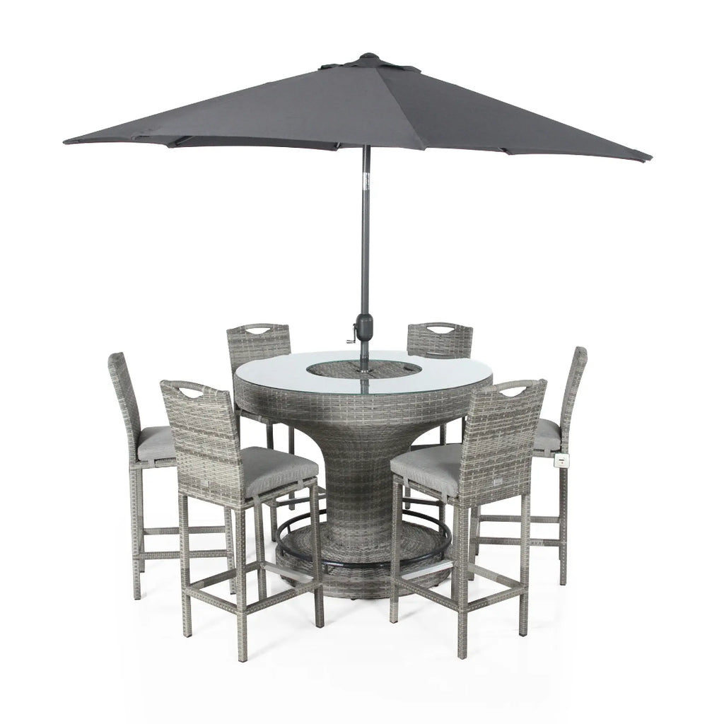 Grey Rattan 6 Seater Outdoor Bar Set