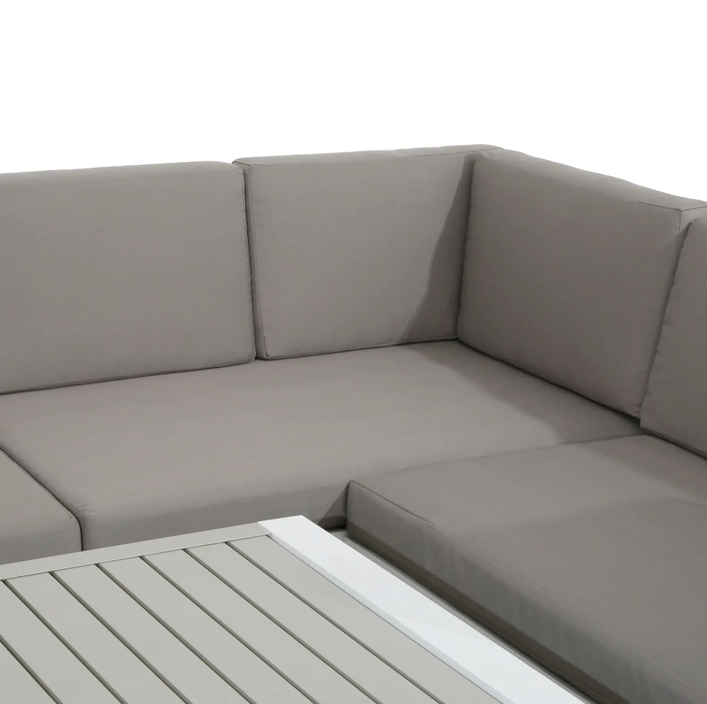 White Aluminium Corner Sofa Set with Coffee Table