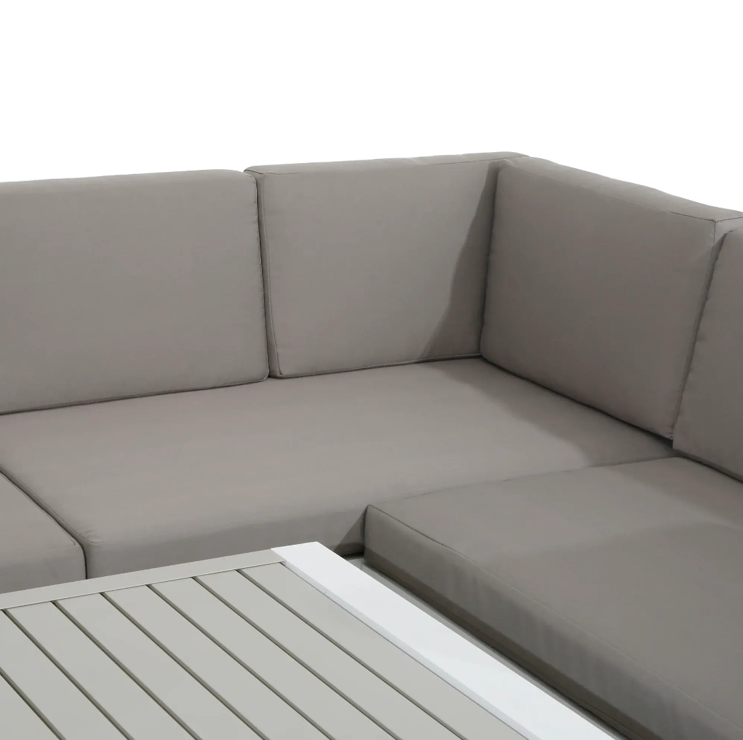 White Aluminium Corner Sofa Set with Coffee Table