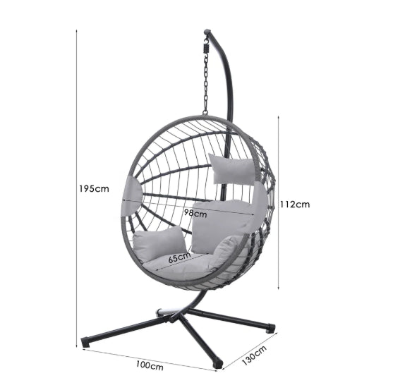 Luxe Hanging Egg Chair Grey