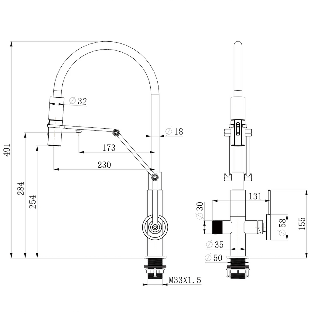 The Kensington Pull-Out Kitchen Mixer Tap Chrome