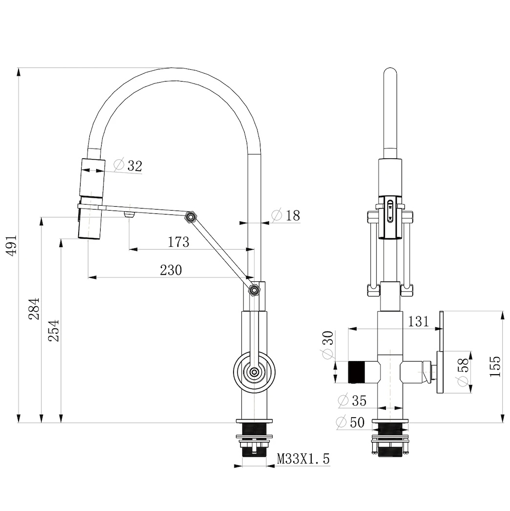 The Kensington Pull-Out Kitchen Mixer Tap Chrome