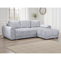 Amalfi velvet corner sofa bed with storage in grey – plush grey velvet L-shaped sofa bed with universal chaise, photo 1 of 5