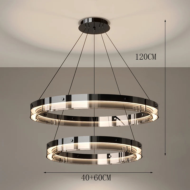 Anello V2 double ring LED chandelier 40+60cm with 120cm adjustable drop - dimensions