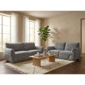 Bergamo 3 + 2 seater sofa set in grey soft-touch fabric, styled in a bright living room