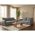 Bergamo grey fabric 3+2 sofa set with a high back and padded arms in a bright living room