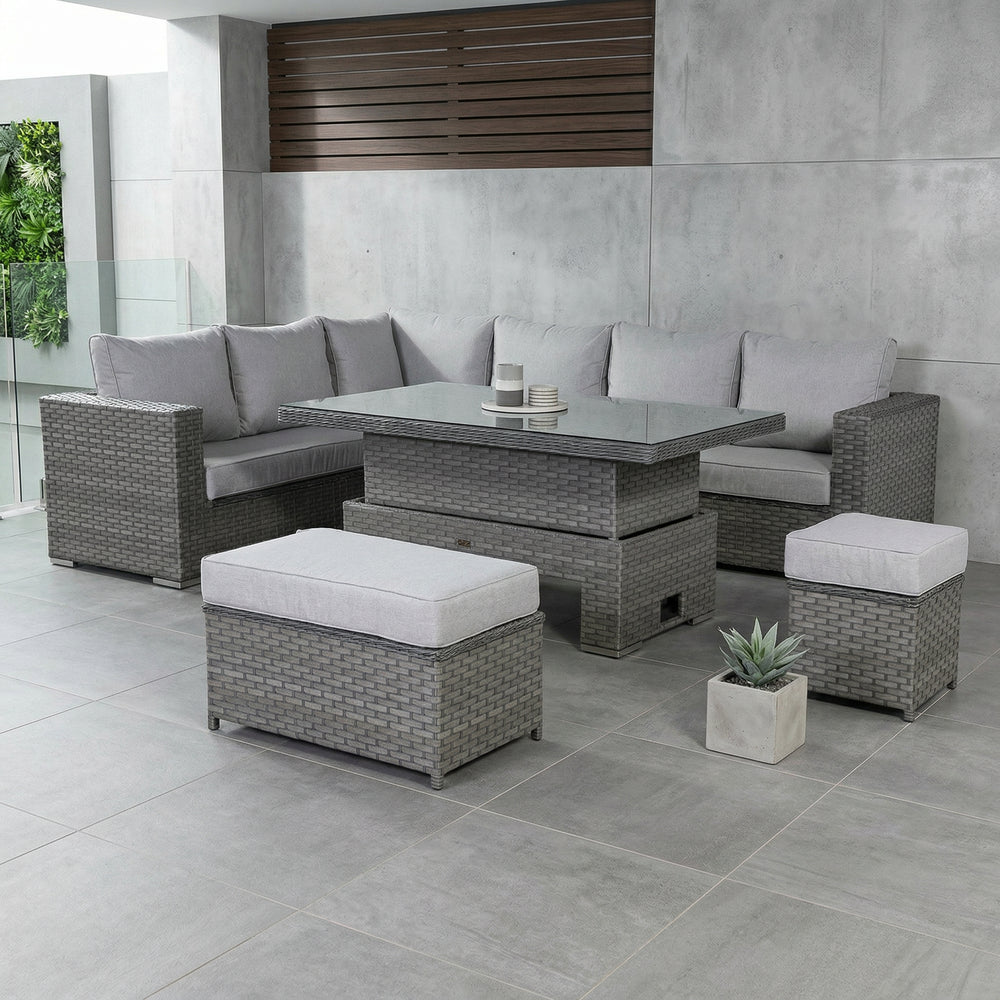 Milano Rattan Garden Sofa Set Rising Table | Outdoor Furniture UK