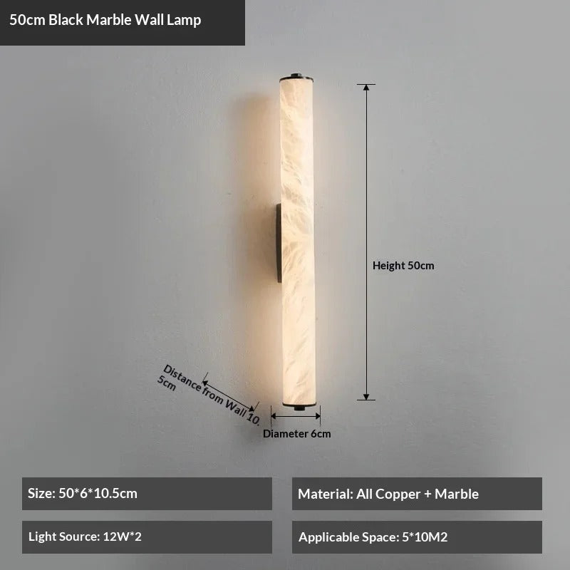 50cm Calacatta marble wall light in black