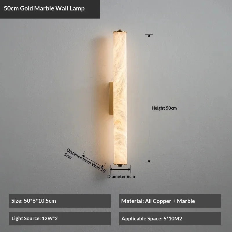 50cm Calacatta marble wall light in brushed gold