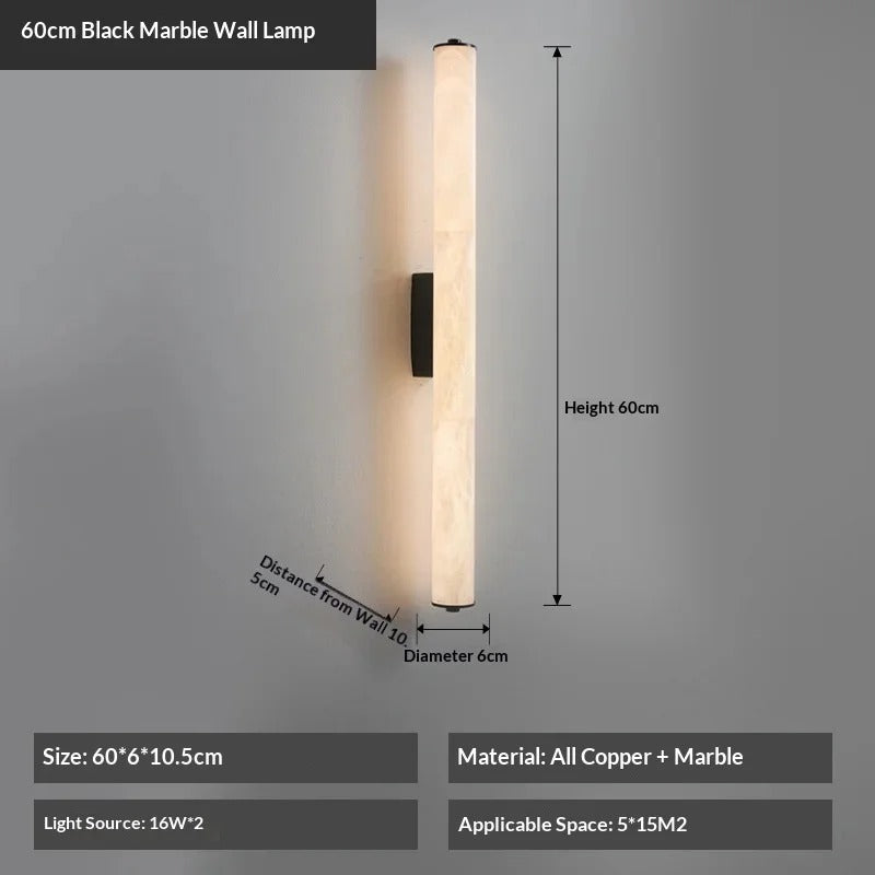60cm Calacatta marble wall light in black