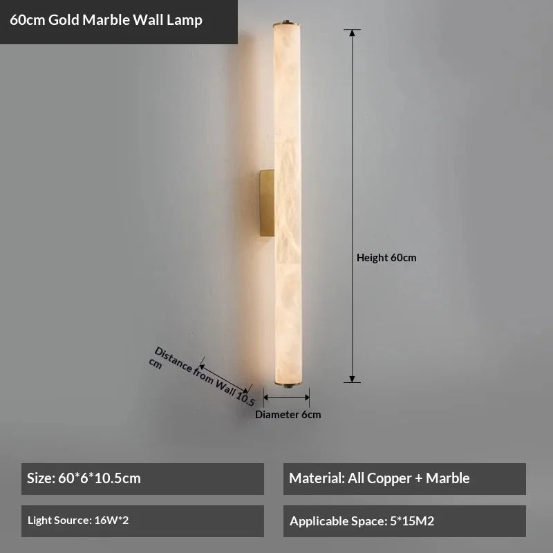 60cm Calacatta marble wall light in brushed gold