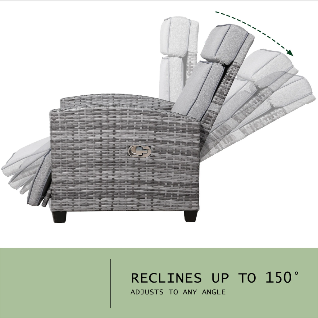 Outdoor Reclining Lounge Chair with Side Table