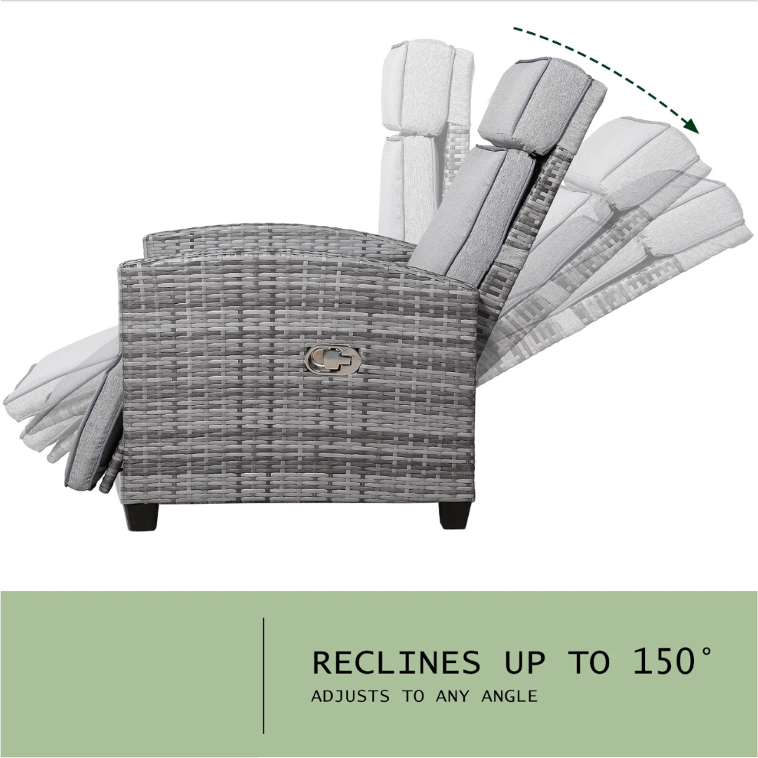 Outdoor Reclining Lounge Chair with Side Table