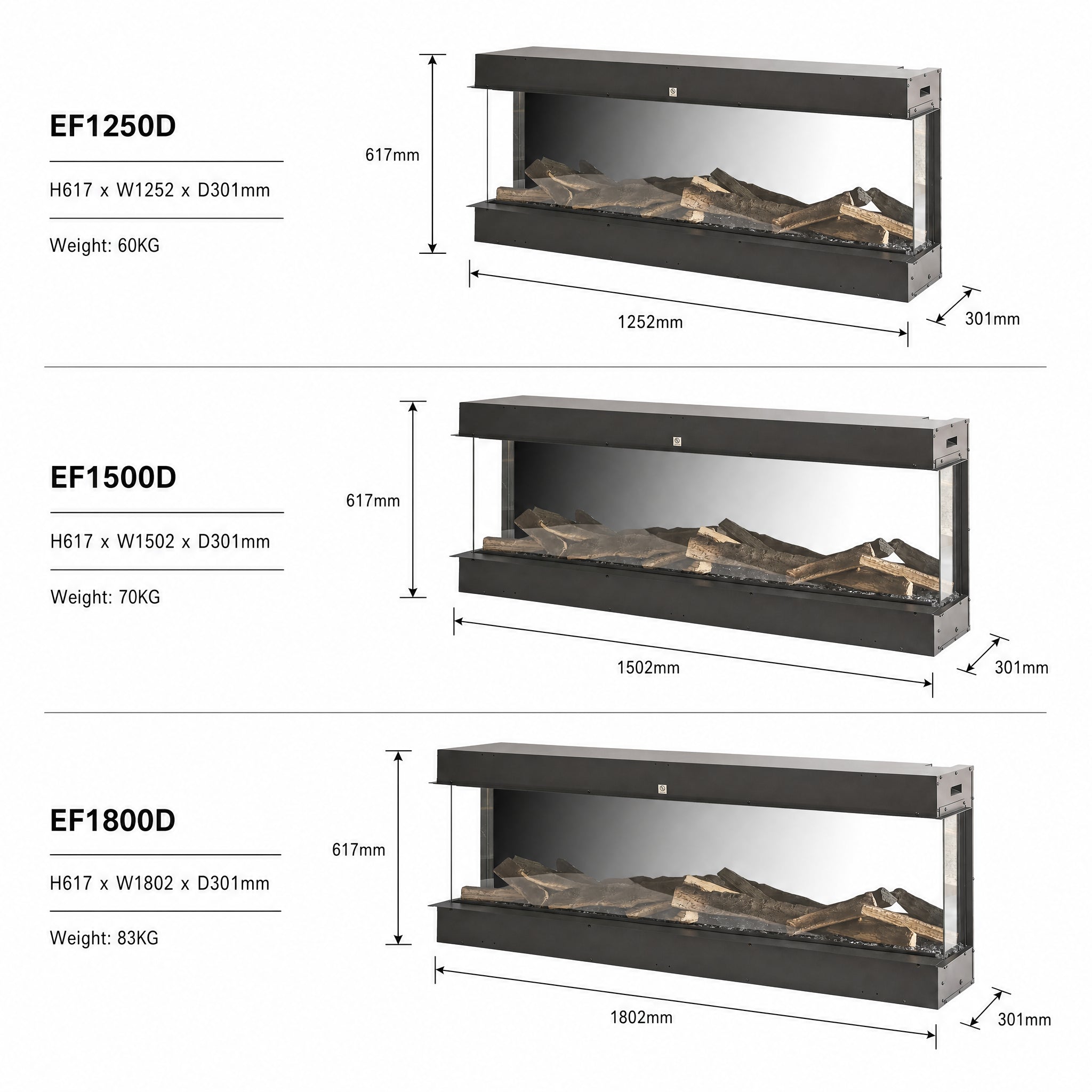 The Enya Flame Deep Format 3D Electric Fire