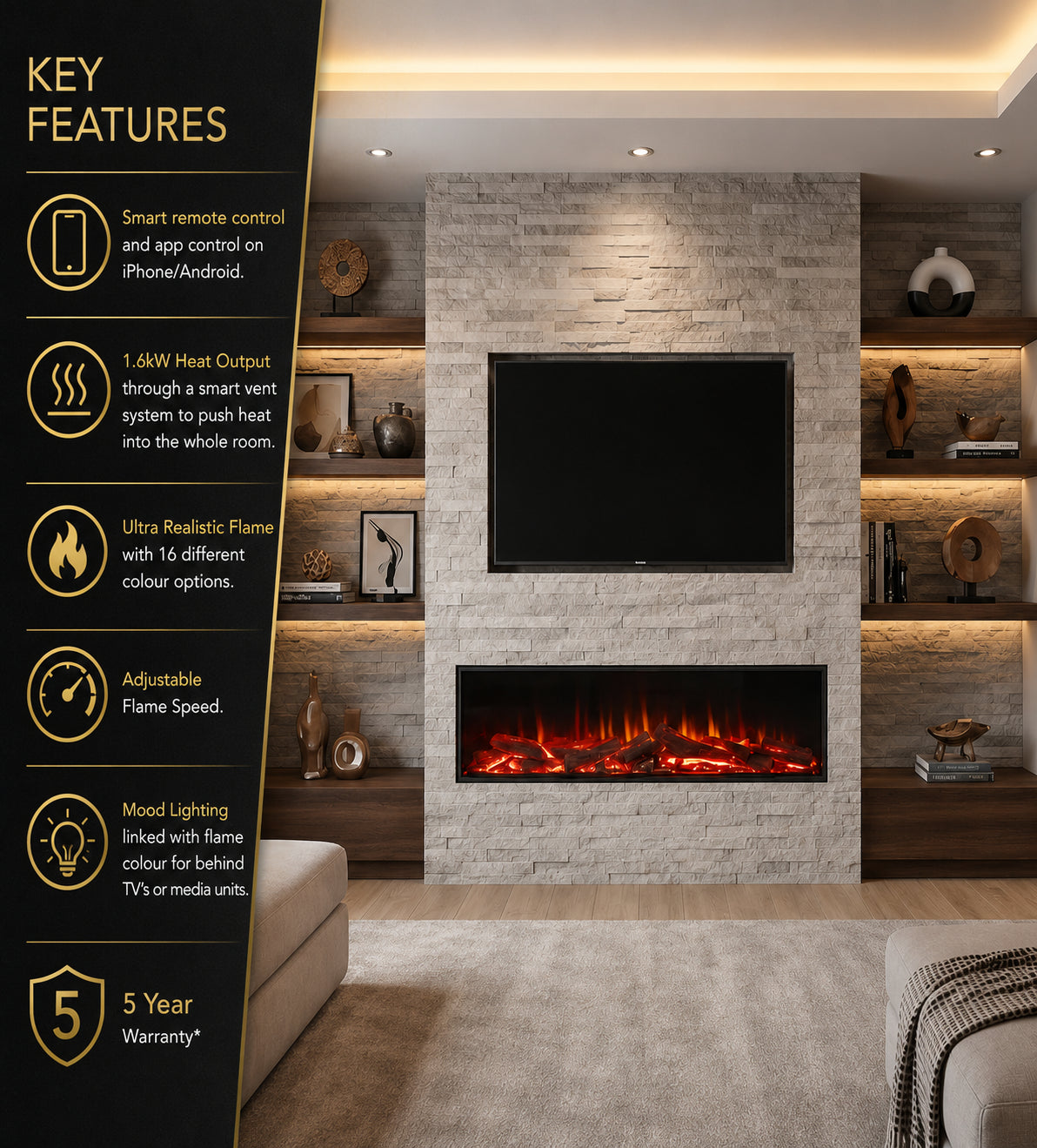 The Enya Flame Slimline Format 3D Electric Fire