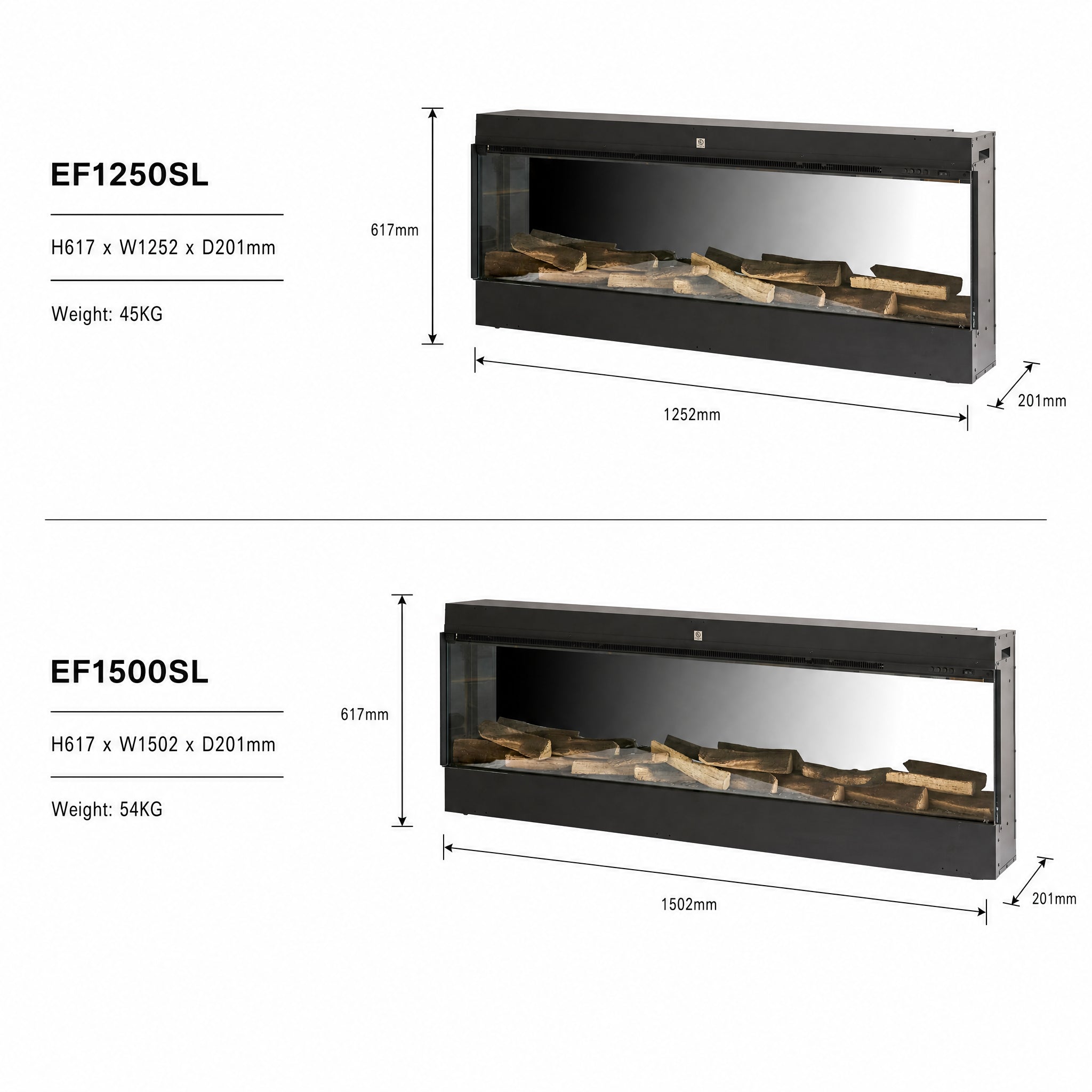 The Enya Flame Slimline Format 3D Electric Fire