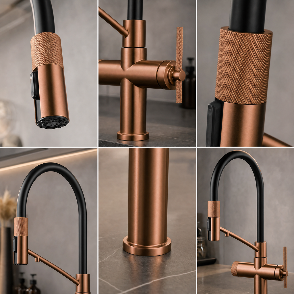 The Chelsea Pull-Out Kitchen Mixer Tap in Brushed Rose Gold | Luxury Kitchen Tap